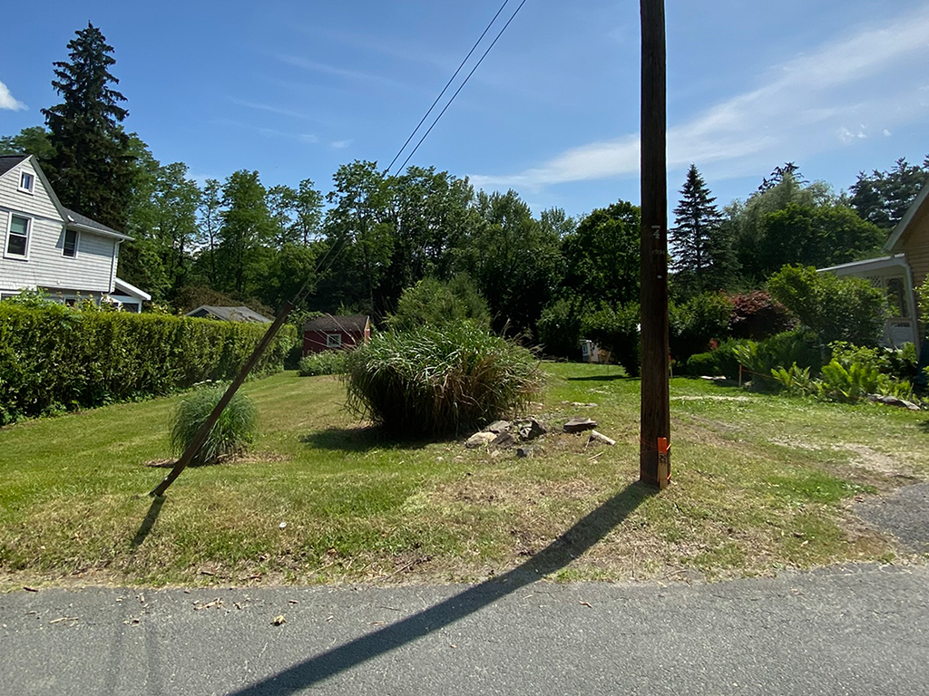 A view from the street looking down the lot.