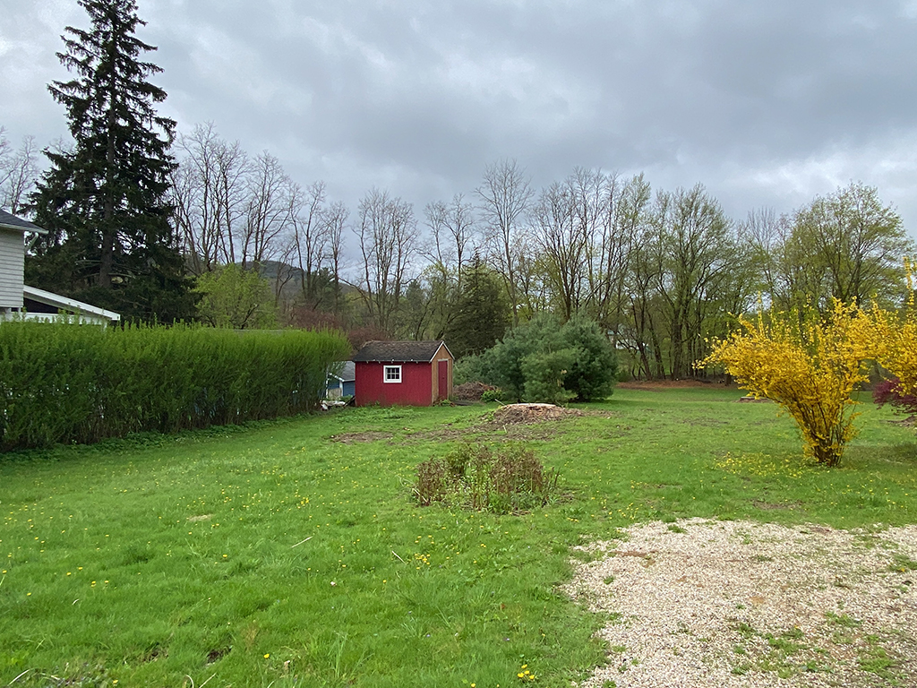 A view down the lot in early Spring.