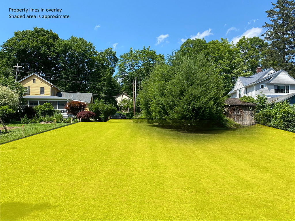 A view from the river showing the whole lot with an overlay.