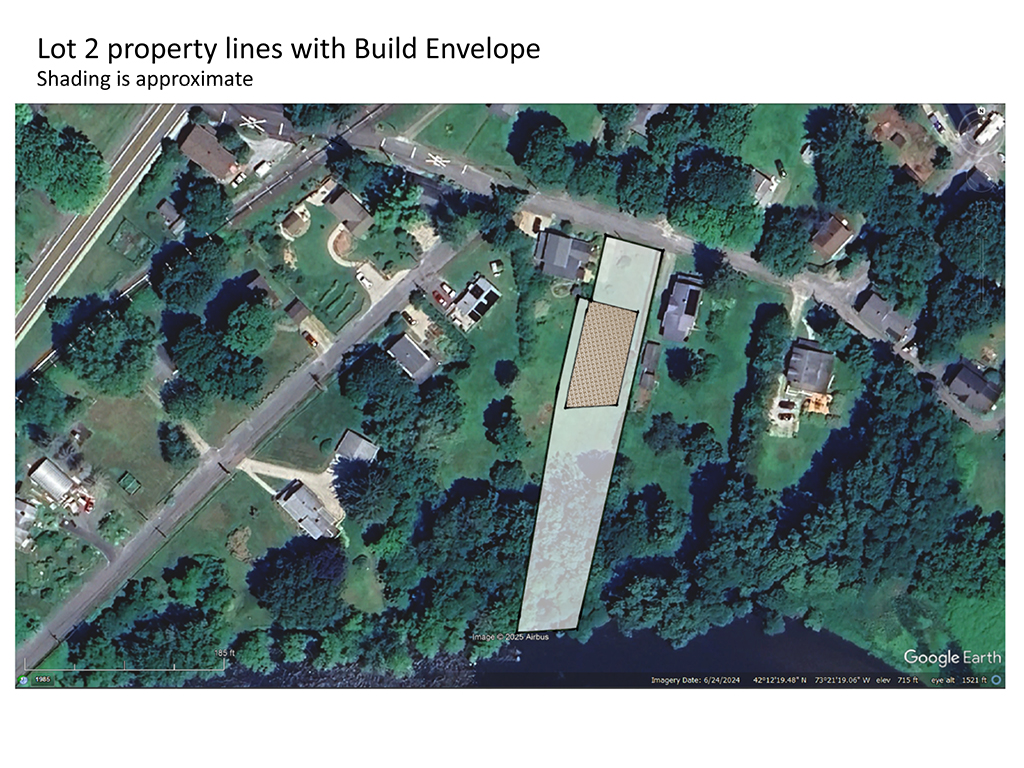 A Google Earth map with Property lines and Build Evenlope
