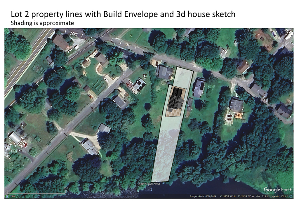 A Google Earth map showing a potential house sketch.